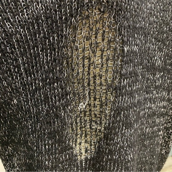 BCBG MaxAzria Cowl Neck Long Sleeve Slouchy Fit Distressed Knit Black Sweater S - Picture 10 of 14